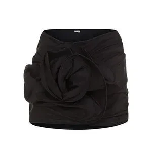 スカート MAGDA BUTRYM Women Mini Skirts 240423BLACK Black Faux fur-trimmed leather mini skirt in black - Magda Butrym